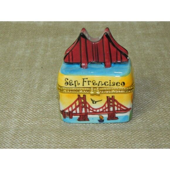 SNCO San Francisco Trinket Box Golden‎ Gate Bridge Ceramic Box - Picture 6 of 6